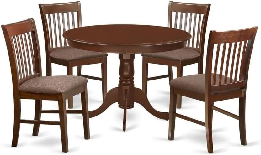 HomeStock 5 Piece Dinette Set for 4 Includes a Round Dining Table with Pedest...