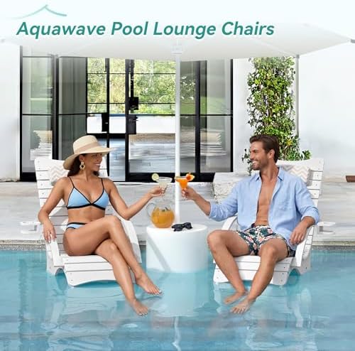 Pool Lounge Chairs with Armrest & Cup Holder, 8-10in Shallow Water | HDPS...