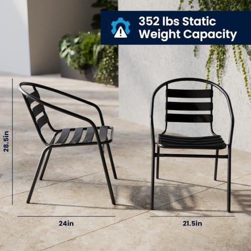Flash Furniture Glass Table with 4 Chairs, Black, 5-Piece Set