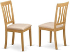 East West Furniture MZAN3-OAK-C 3 Piece Dining Room Table Set Contains a Rectangle Kitchen Table with Dropleaf and 2 Linen Fabric Upholstered Dining Chairs, 36x54 Inch, Oak