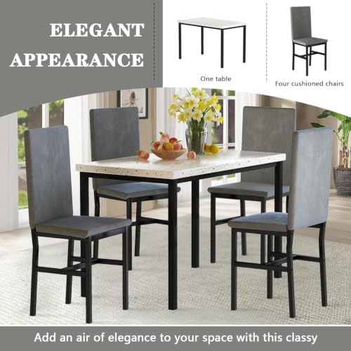Hooseng Dining Table Set for 4, Kitchen Table and Chairs Set for 4, Small Din...