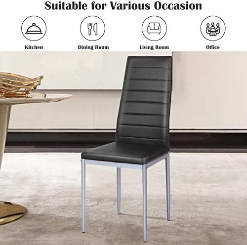 COSTWAY Set of 4 Dining Chairs, Upholstered Armless Chairs with Waterproof PV...