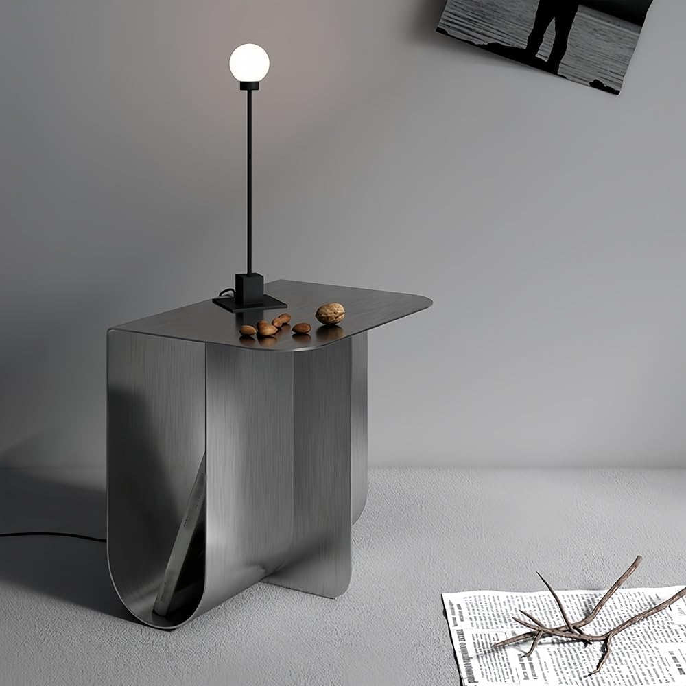 Stainless Steel Side Table with Storage, Modern Metal Coffee Table for Living...