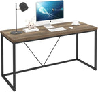 FOLUBAN Industrial Computer Desk, Rustic Wood and Metal Writing Desk, Vintage PC Table for Home Office, Oak 60 inch