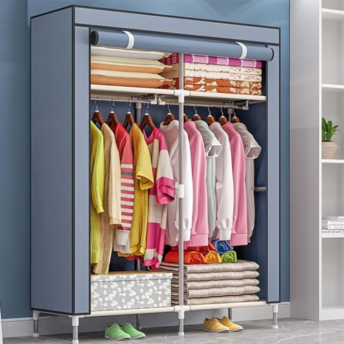Portable Canvas Wardrobes for Bedroom,Canvas Wardrobe,Foldable Clothes Storag...