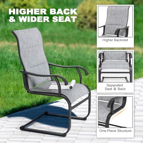 NUU GARDEN 5 Piece Outdoor Dining Set, All Weather Outdoor Padded Textilene P...