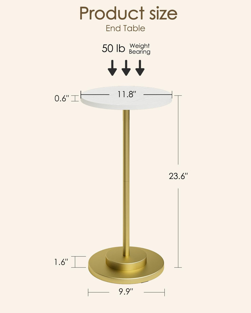 Masupu Drink Table, Round Side Table for Small Spaces, Pedestal Side Table, S...