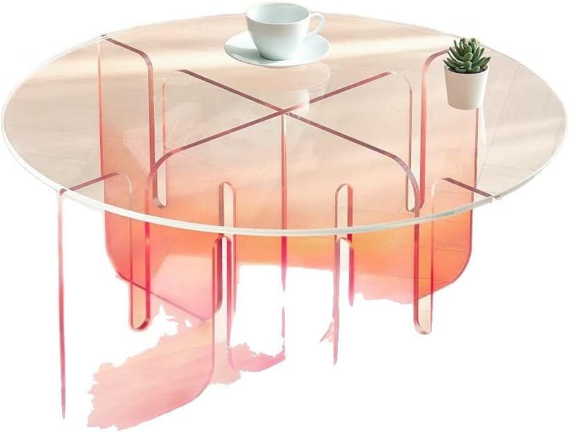 Acrylic Side Table, Clear Round Top Nightstand Easy Assembly, Transparent Bed...