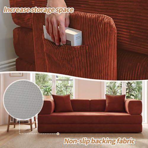 78.8" Couch for Living Room, Futon Sleeper Sofa Bed | Convertible Sofa B...