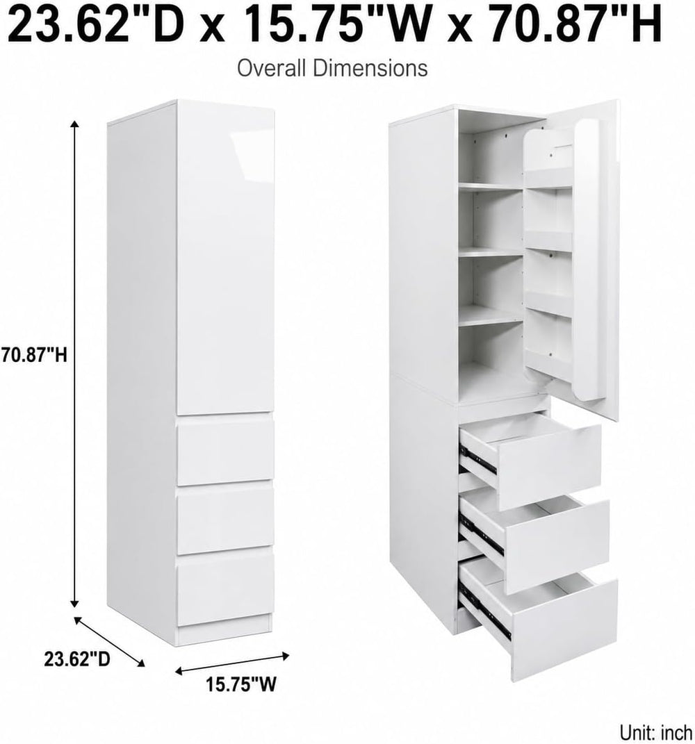 Kitchen Pantry Cabinet, 70.9" Tall Pantry Storage Cabinet with Doors, 3 ...