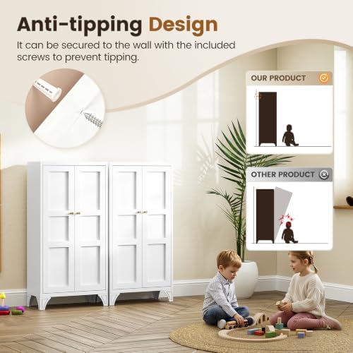 Yizosh Metal Storage Cabinet with 2 Doors and 3 Adjustable Shelves - 47"...
