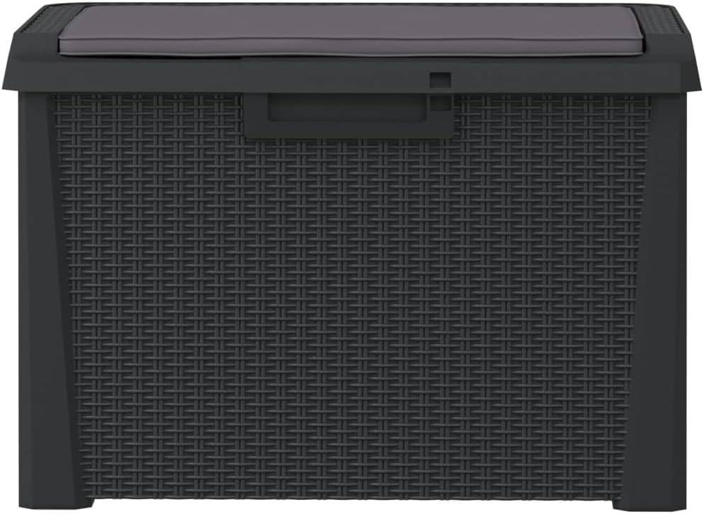 Anthracite Garden Storage Box 125L Polypropylene Medium Outdoor Patio Seat wi...