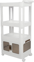 Rolling Storage Cart with Wheels, 4 Tier Organizer Mobile Shelving Unit Utility Cart Tower Rack for Kitchen Bathroom Laundry Narrow Places, Kitchen, Storage Container (823)