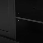 Ball & Cast 91" Arched Entertainment Center Wall Unit with Bookshelf, Farmhouse Large TV Stand with Wood Grain for TVs Up to 70", Media TV Console with Adjustable Shelves for Living Room,Black