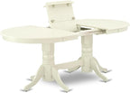 East West Furniture VABO5-LWH-W 5 Piece Kitchen Table Set for 4 Includes an Oval Dining Room Table with Butterfly Leaf and 4 Solid Wood Seat Chairs, 40x76 Inch, Linen White