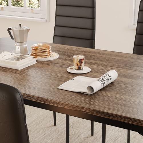 Gizoon 5-Piece Dining Table Set for 4, Kitchen Table with PU Chairs Grey