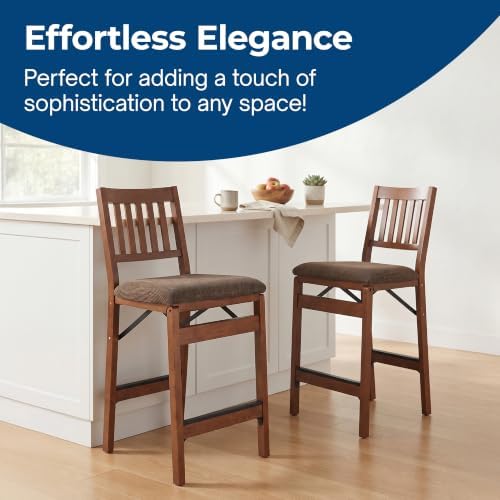 MECO Stakmore Premium Solid Wood Dining Table Folding Counter Stools Set with...