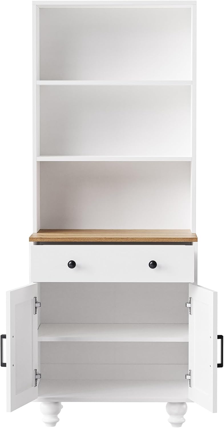 Farmhouse Storage Cabinet, Modern Kitchen Pantry Cabinet with Adjustable Shel...