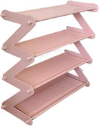 Folding Shoe Rack Doorstep Storage for Shoes Ins Home Use Student Dormitory Simple Multi-Layer Space Saving(Light Pink)