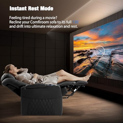comfiroom Top-Grain Leather Home Theater Seating, Dual-Motor Power Recliner |...