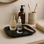 Small Metal Jewelry Tray with Lid - Lightweight Makeup Tray - Curved Edges & Smooth Surface - 5.5 x 7” Decorative Tray for Bathroom, Home Décor, Perfume, Candle, Keys Tray