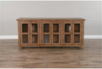 Pemberly Row Doe Valley 70" Transitional Wood TV Cabinet, Taupe Brown Finish, Mahogany Solids and Veneers, Adjustable Shelves, Cord Management, Fits TVs Up to 80", Living Room Media Console