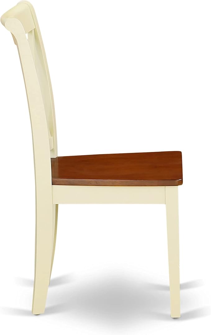 East West Furniture CLC-BMK-W Clarksville Dining Room Chairs - Double Cross Back Wood Seat Chairs, Set of 2, Buttermilk & Cherry