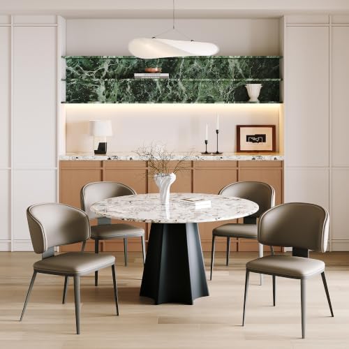 Dining Chairs Set of 6, Faux Leather Dining Chairs, Milk Coffee