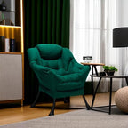 HollyHOME Modern Fabric Large Lazy Chair, Accent Oversized Comfy Reading Chair, Thick Padded Cozy Lounge Chair with Armrest, Steel Frame Leisure Sofa Chair for Living Room, Bedroom, Dorm, Green