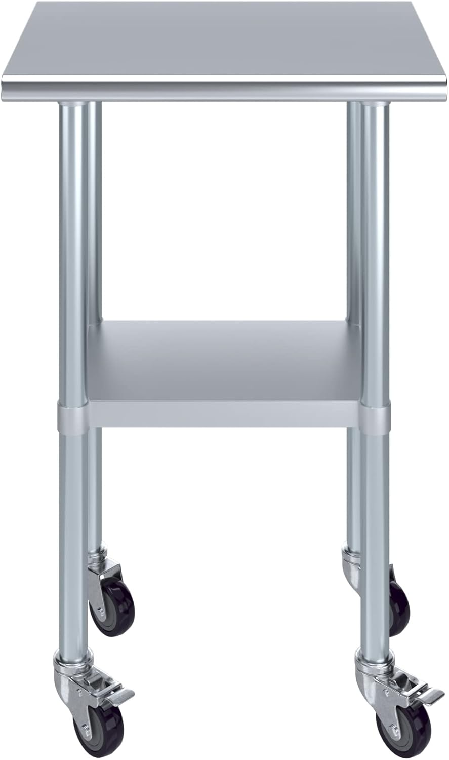 AmGood 24" Long x 18" Deep Stainless Steel Table with Casters