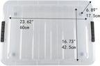 Zopnny 25 Quart Plastic Under Bed Storage Organizer Bin Container with Secure Lids and Durable Buckles, Clear, 3 Pack