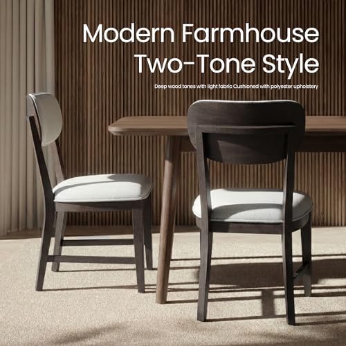COLAMY Solid Wood Dining Chairs Set of 4, Mid Century Modern Upholstered Kitc...