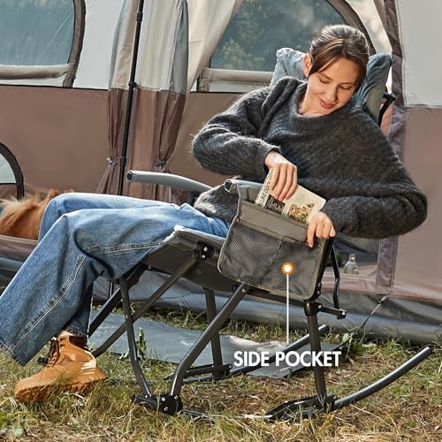 Portal Oversized Padded Folding Rocking Camping Chair Outdoor 400 LBS | Padde...