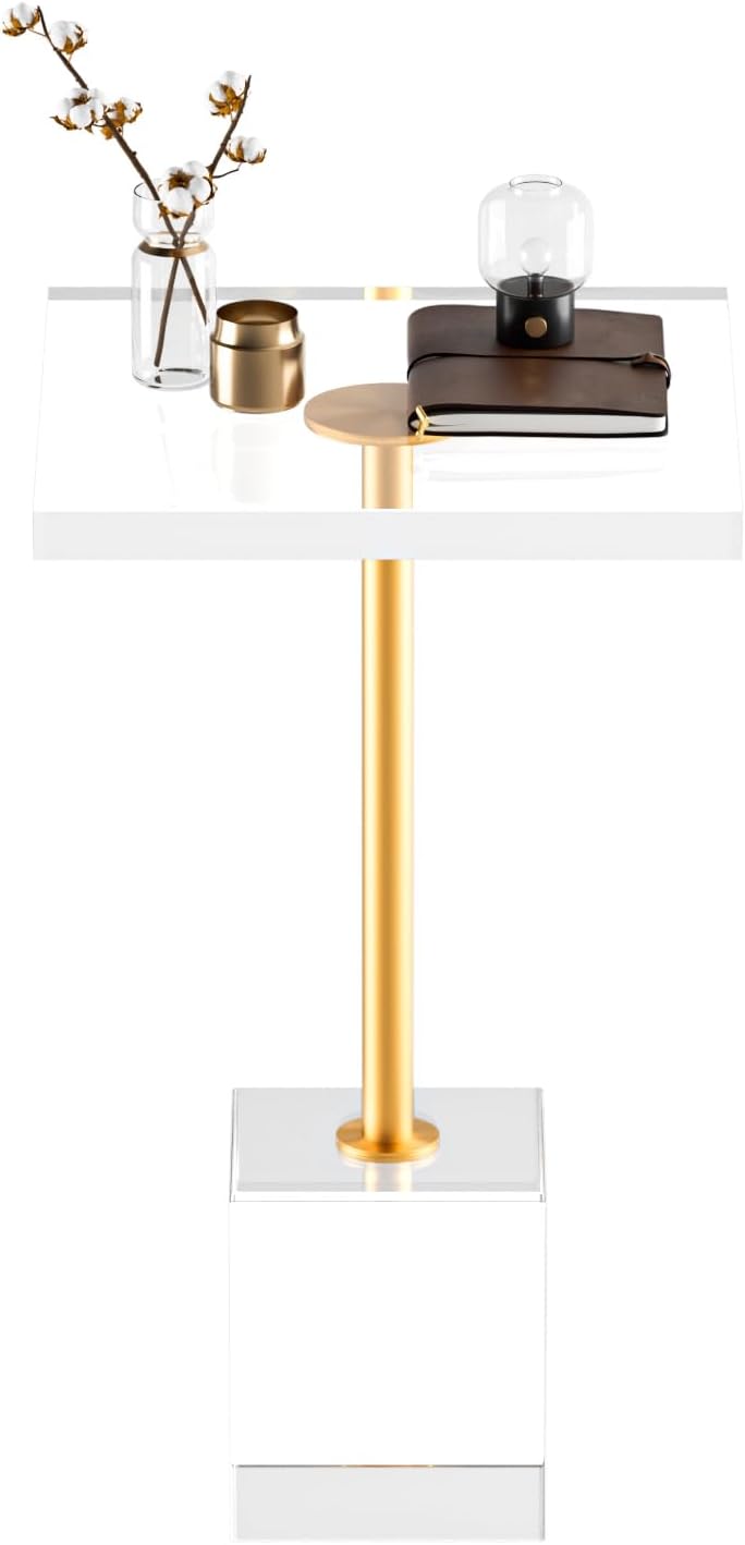 Acrylic Side Table, Acrylic End Table for Living Room Bedroom, Square Modern ...