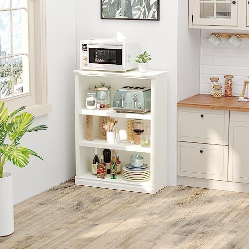 Bevfint 43 Inch Tall Bookcase, White 3-Tier Shelves Bookshelf Open Storage