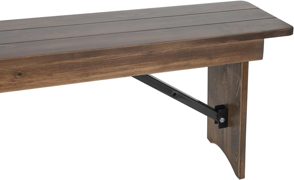 Flash Furniture Hercules 60x12 in Commercial Folding Bench, Rustic | Foldable...