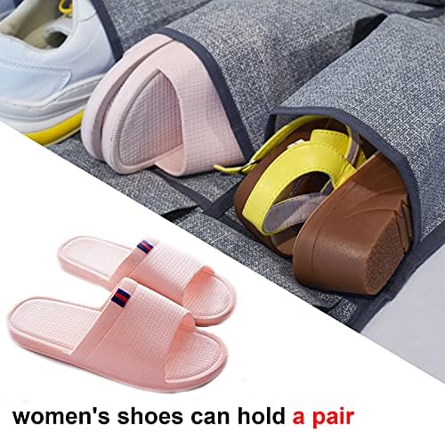Over the Door Shoe Organizer,Hanging Shoe Rack Storage Holder with 24 Extra Large Fabric Pockets for Closet,Men Sneakers,Women High Heeled Shoes,Slippers,Grey 61.4''x22''