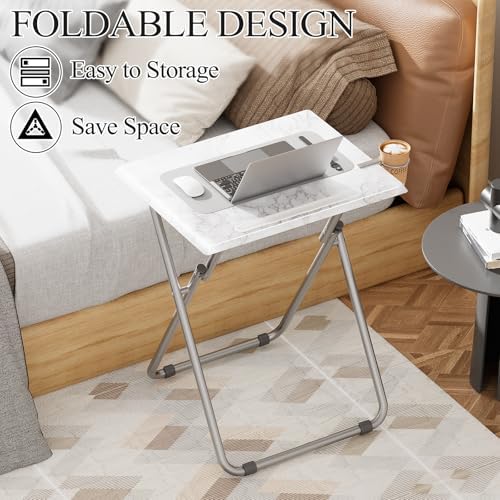 TV Tray Table,Folding Table with Cup Holder Portable,Foldable Snack Tray for ...