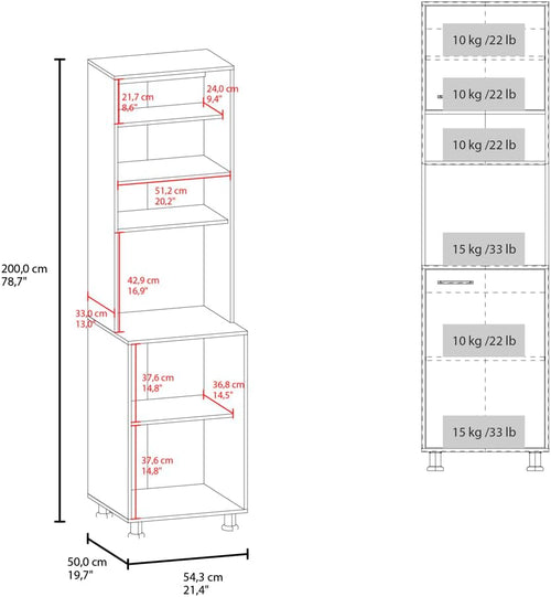 21.4" D*19.7" W*78.7" H Corner Freestanding Kitchen Pantry with 4 Shelves, 2 Single Doors, Rectangular Storage Cabinet, Modern Minimalist, for Living Room, Dining Room, White