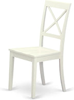 East West Furniture VABO5-LWH-W 5 Piece Kitchen Table Set for 4 Includes an Oval Dining Room Table with Butterfly Leaf and 4 Solid Wood Seat Chairs, 40x76 Inch, Linen White