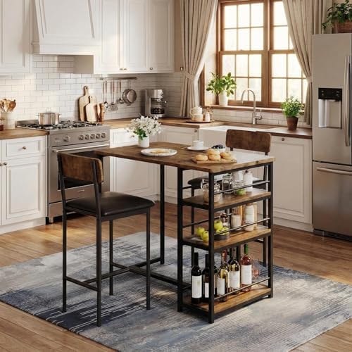 IDEALHOUSE Dining Table Set for 2, Counter Height Kitchen Table and Chairs, B...