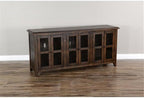 Pemberly Row 70" Dark Wood TV Stand Media Console Cabinet, Rustic Entertainment Center, for TVs up to 80" in Tobacco Leaf