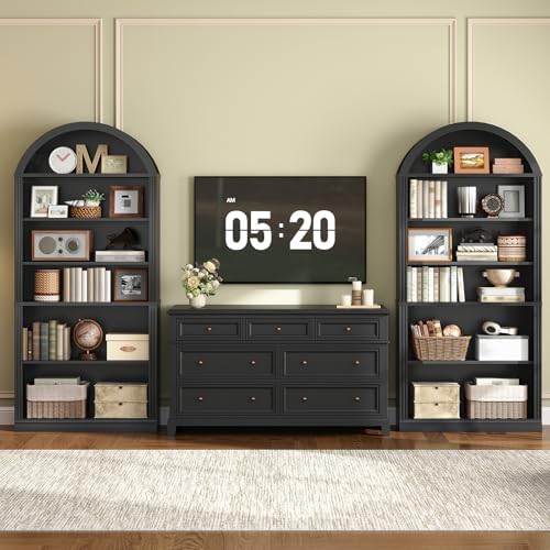 RALGEND Arched Bookshelf, 75.8" Tall Arch Bookcase with Storage, 6-Tier ...
