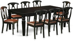 East West Furniture LGKE9-BLK-LC 9 Piece Dining Room Set Includes a Rectangle Kitchen Table with Butterfly Leaf and 8 Faux Leather Upholstered Dining Chairs, 42x84 Inch, Black