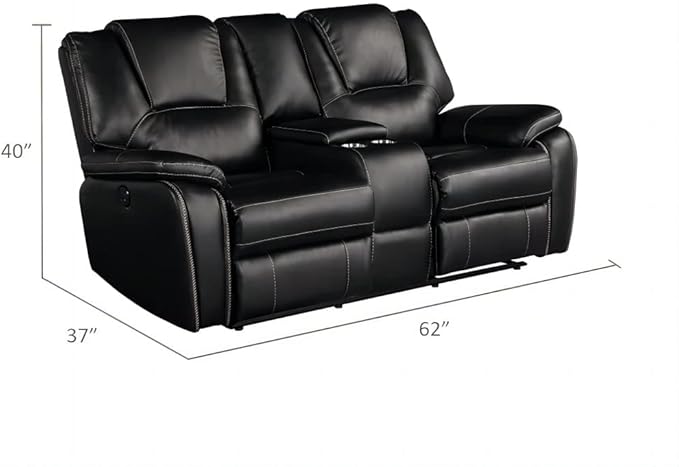 Faux Leather Recliner Sofa Furniture Set for Living Room, Recliner Chair, Manual Loveseat, 3 Seat Recliniing Sofa Couch Set for Meeting Room,Black