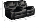 Faux Leather Recliner Sofa Furniture Set for Living Room, Recliner Chair, Manual Loveseat, 3 Seat Recliniing Sofa Couch Set for Meeting Room,Black