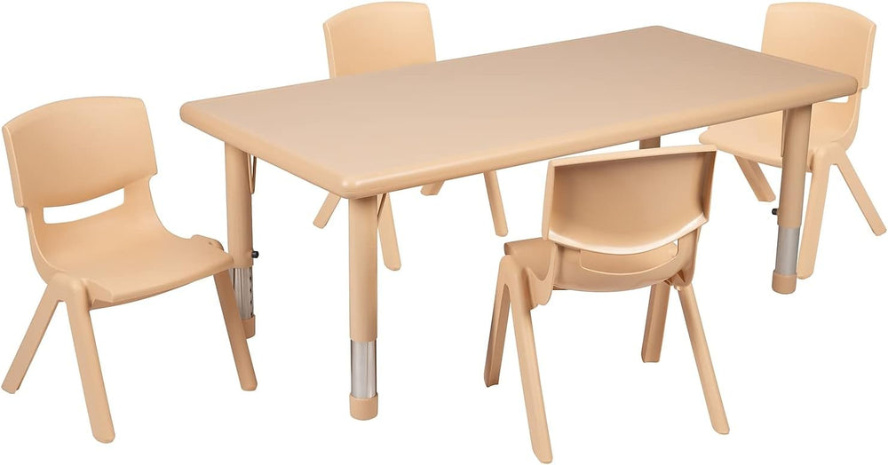 Flash Furniture 48x24 in Rectangular Activity Table with 4 Chairs, Natural