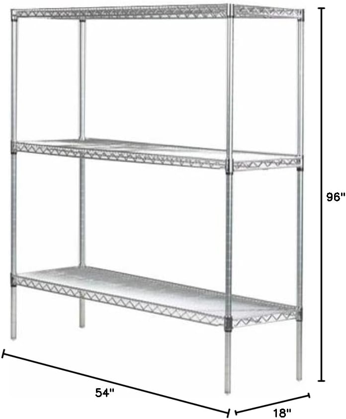 Omega 18" Deep x 54" Wide x 96" High 3 Tier Chrome Starter Shelving Unit