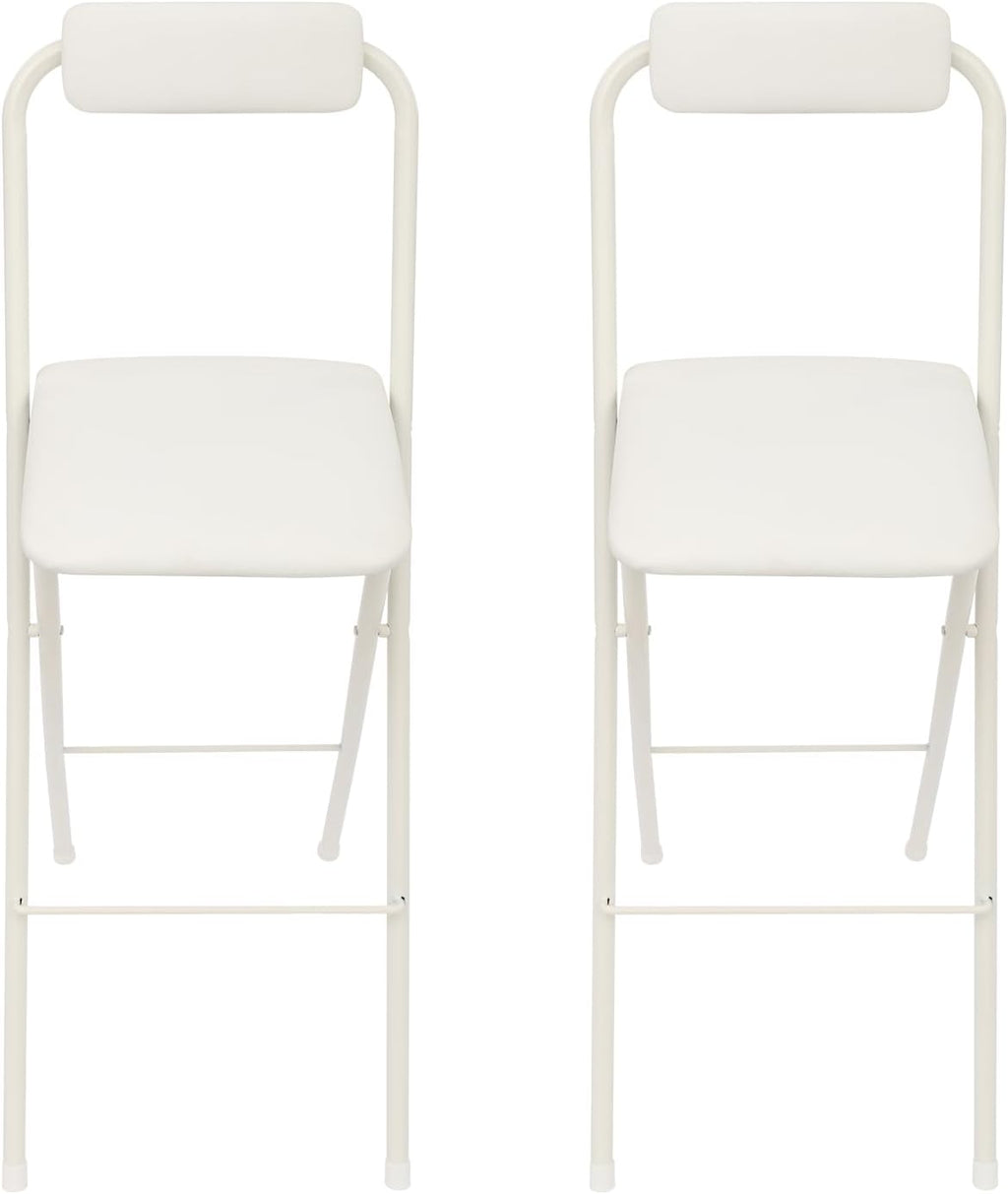 Foldable Bar Chairs Set of 2, Black & White Tall Folding Stool Chair with Backrest Portable for Indoor Outdoor, 276 LBS Capacity (White, 2 PCS)