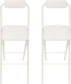 Foldable Bar Chairs Set of 2, Black & White Tall Folding Stool Chair with Backrest Portable for Indoor Outdoor, 276 LBS Capacity (White, 2 PCS)